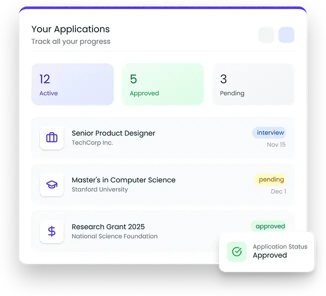 Application tracking interface